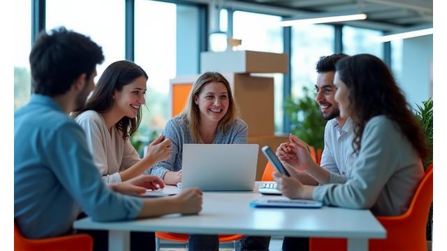 활기찬 온라인 쇼핑몰 사무실 이미지