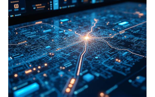 IoT 센서와 데이터 스트림이 시각화된 물류 모니터링 화면